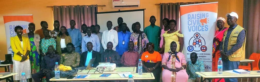 Representatives of CEPO, government women groups, youth and Media pose for a photo during the workshop on Civic Education on Elections in South Sudan in Lake state