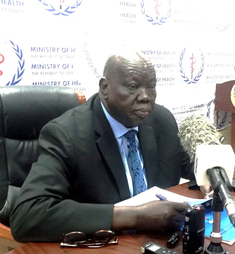 Dak Duop Bichiok, Caretaker Minister of Health as seen on Wednesday during press conference on Ebola situation status